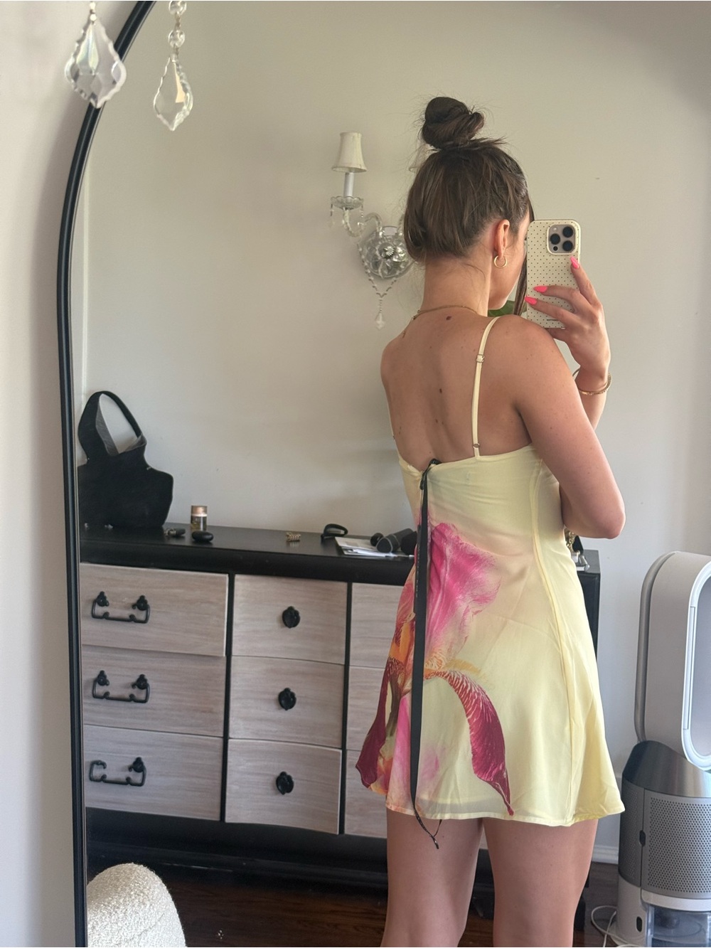 Yellow Floral Mini Dress - Picture 2 of 4